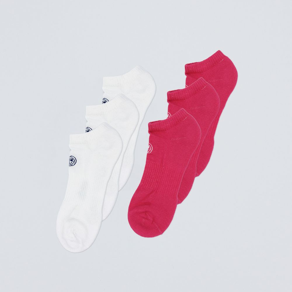 No Party XXL No Show Move Socks 6 Pack - pink, white