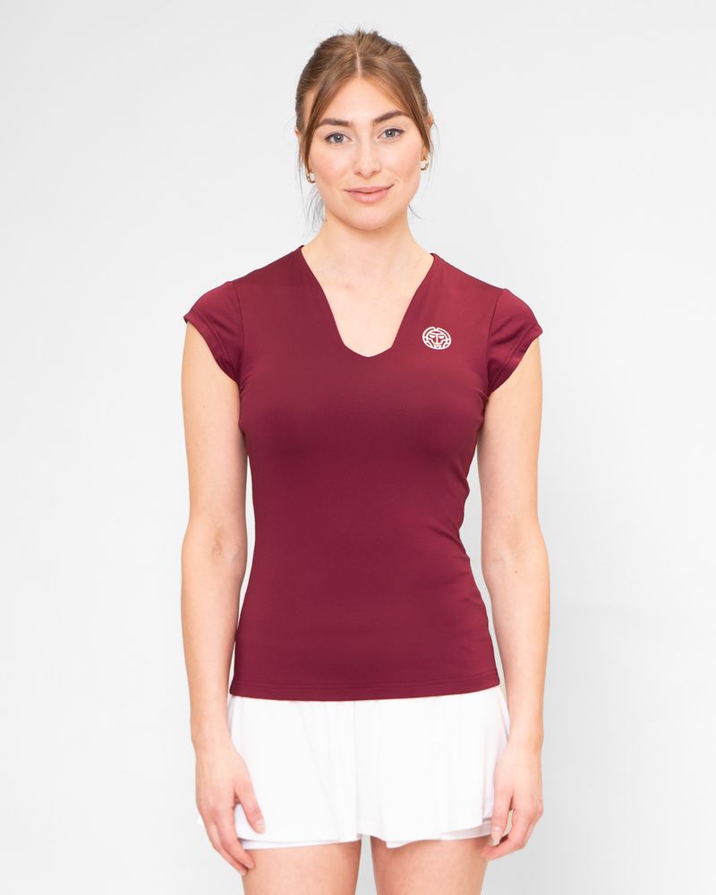 Protected Leafs V-Neck Tee - bordeaux