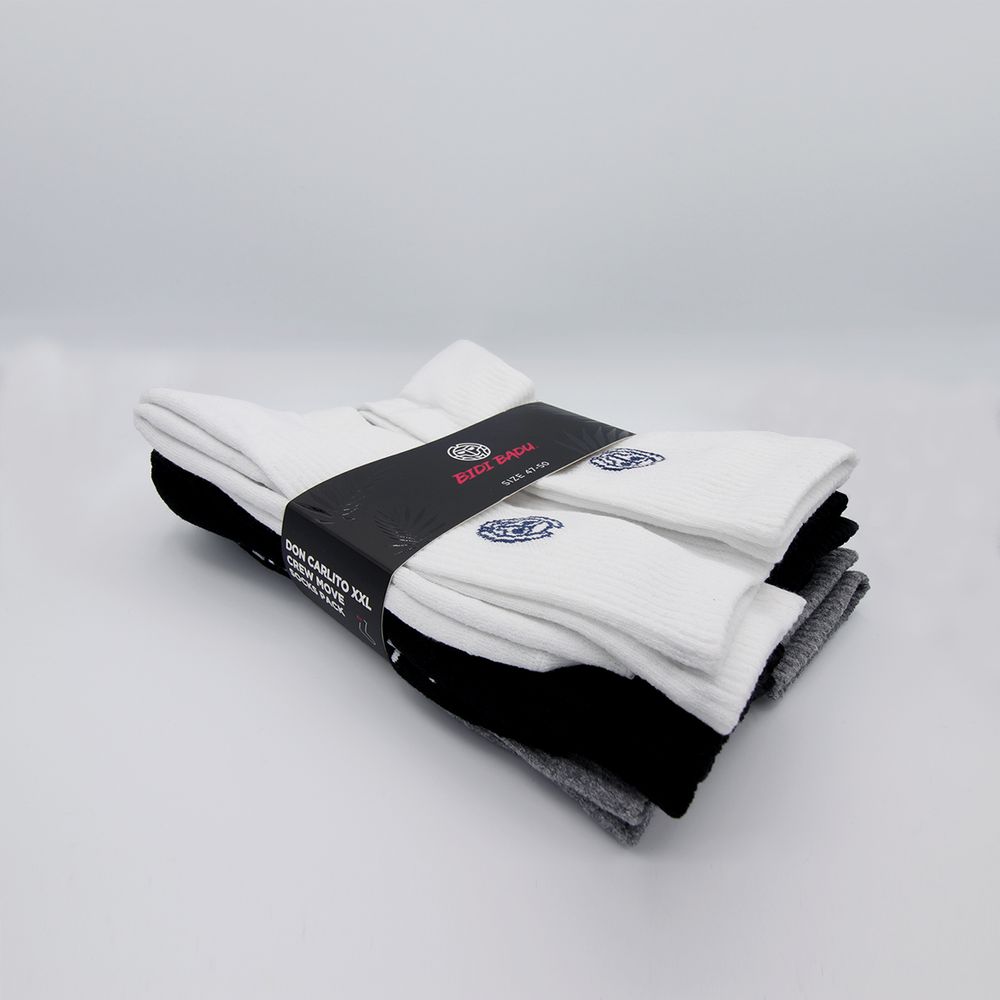 Don Carlito XXL Crew Move Socks 6 Pack - grey, black, white